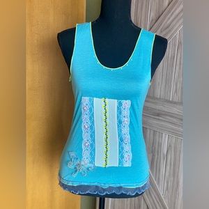 Hale Bob Blue and Yellow Tank Top